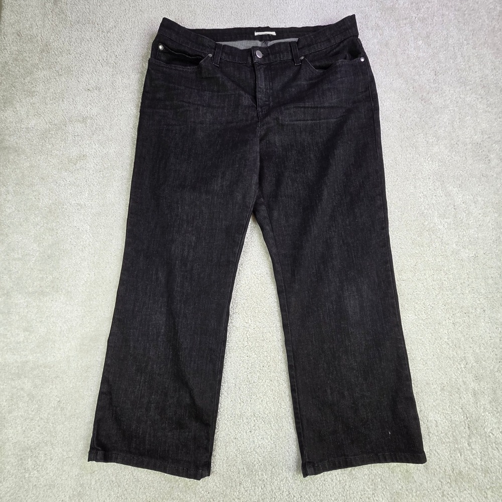 EILEEN FISHER Black Organic Cotton‎ Trouser Jeans Women's 36x25 Straight Crop